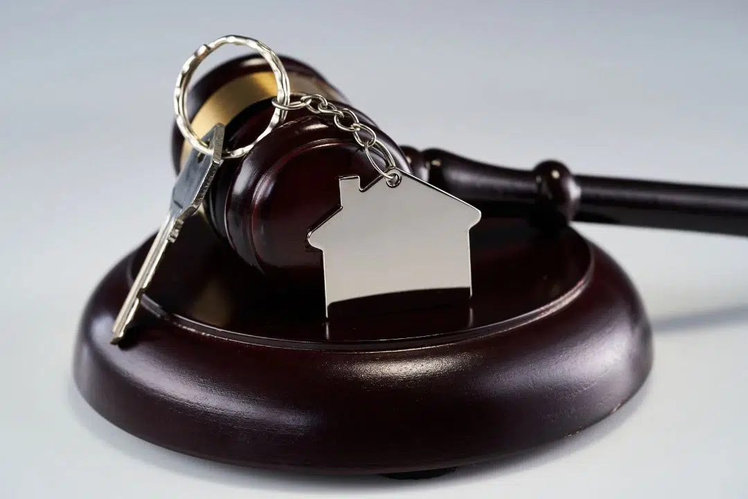 Gavel with house-shaped keychain