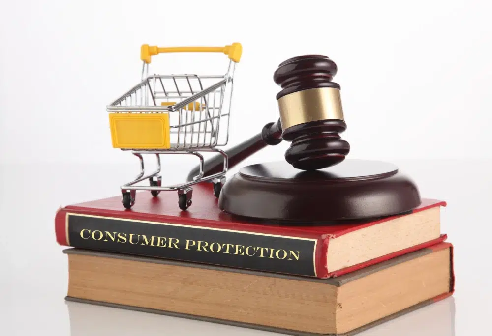 Consumer protection book with gavel